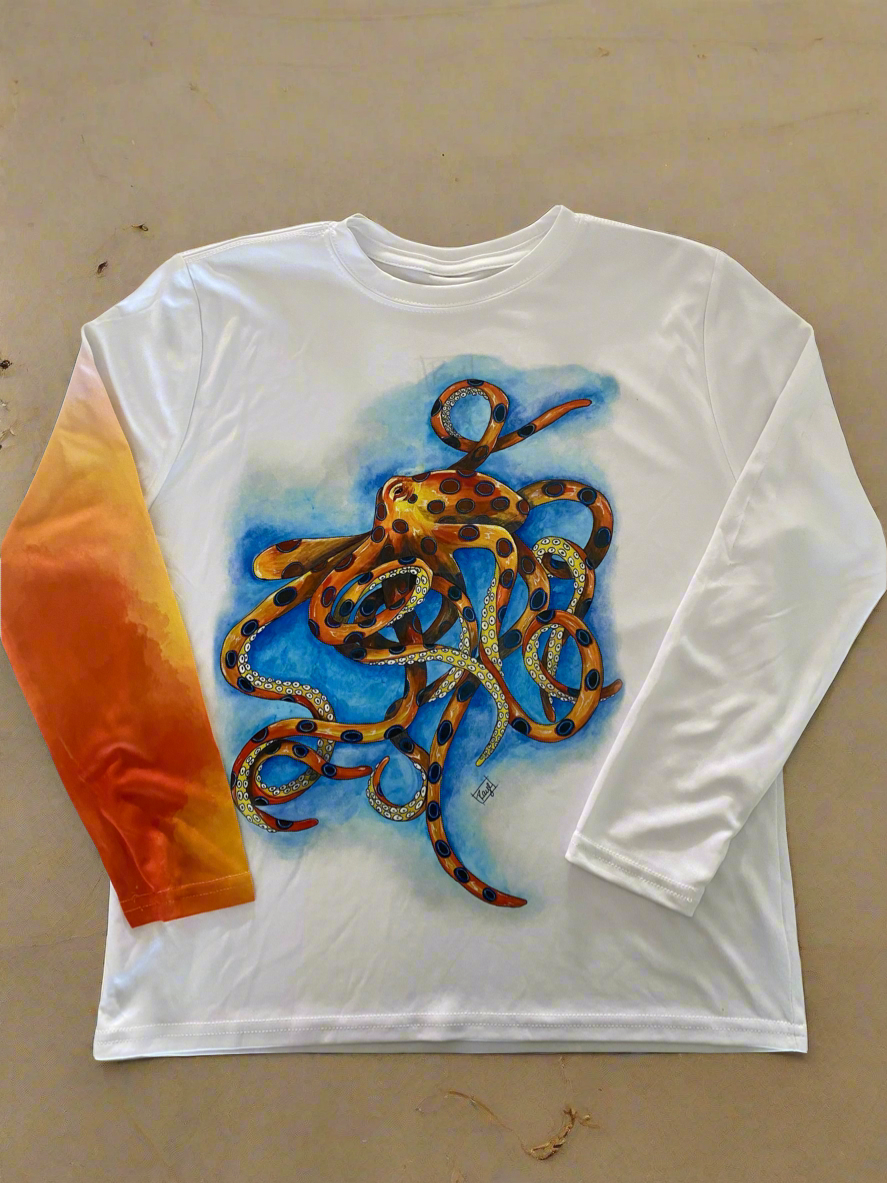 Youth Blue Ring Octopus UV Performance Shirt - UPF 50+