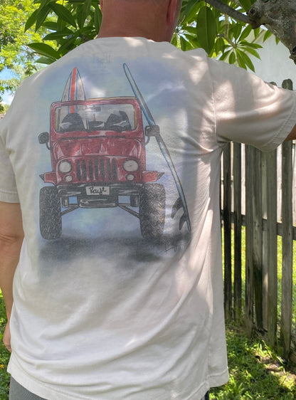 T-Shirt Vintage Beach Jeep-Raye&