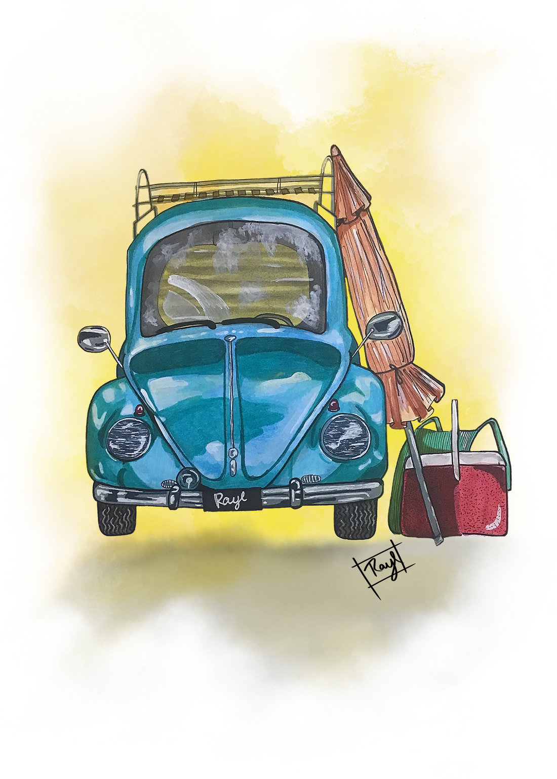 Giclee Art on Canvas-Beach Bug-Raye&