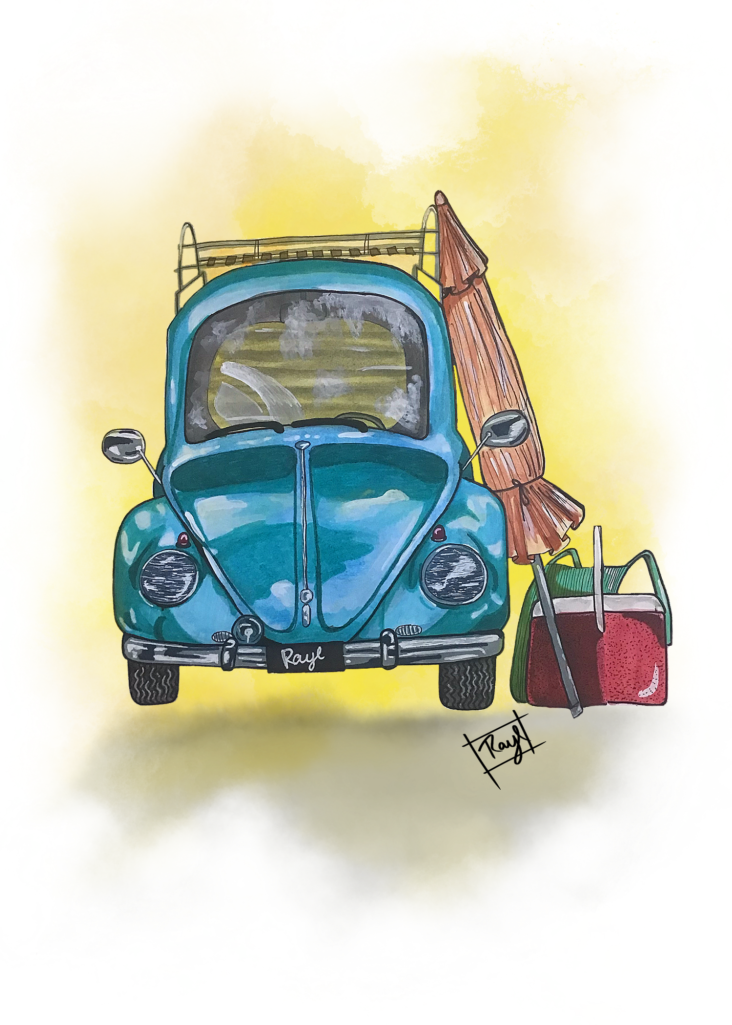 Giclee Art on Canvas-Beach Bug-Raye&